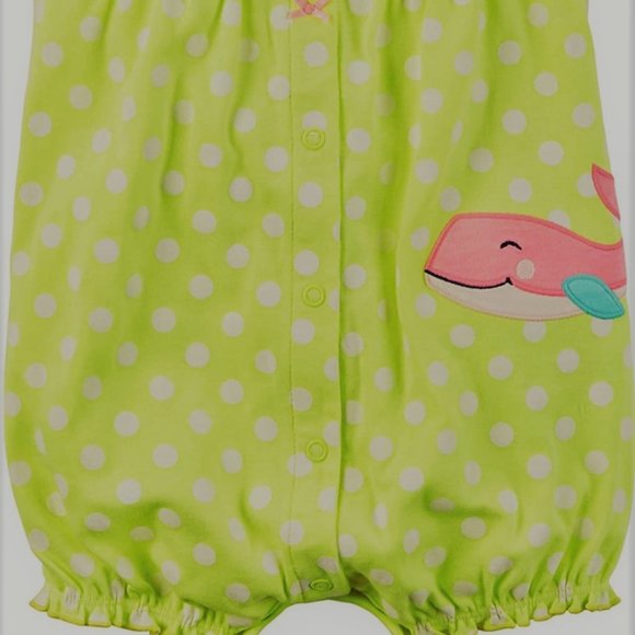 **4/$20: Carters Yellow Dot Snap Onesie Romper,12m - Picture 4 of 4